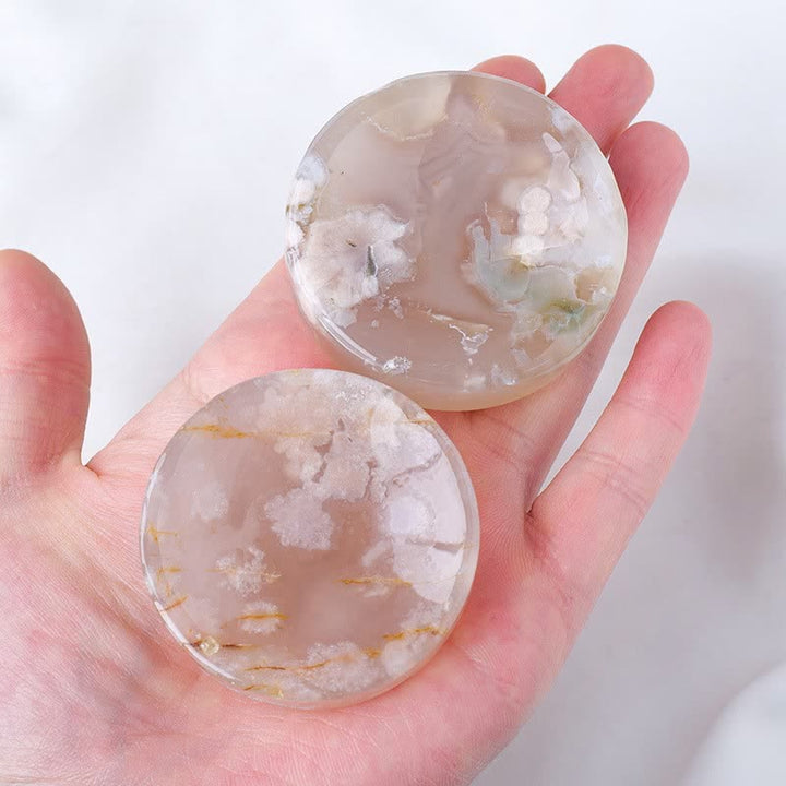 Olivenorma Natural Raw Stone Round Moon Crystal Bowl - Cherry Blossom & Round Bowl - image 4