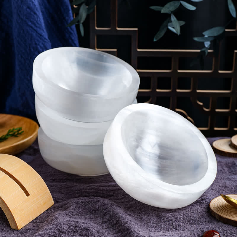 Olivenorma Gypsum Quartz Gemstone Crystal Bowl - image 6