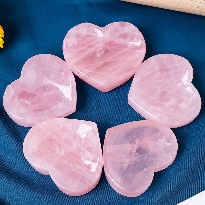 Olivenorma Rose Quartz Heart Carving Decoration Crystal Bowl - Rose Quartz - image 0