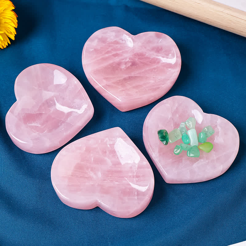 Olivenorma Rose Quartz Heart Carving Decoration Crystal Bowl - image 2