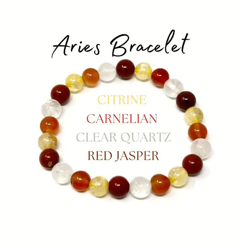 Olivenorma 1pc Natural Stone Handmade Beaded Zodiac Sign Bracelet - Aries - image 1
