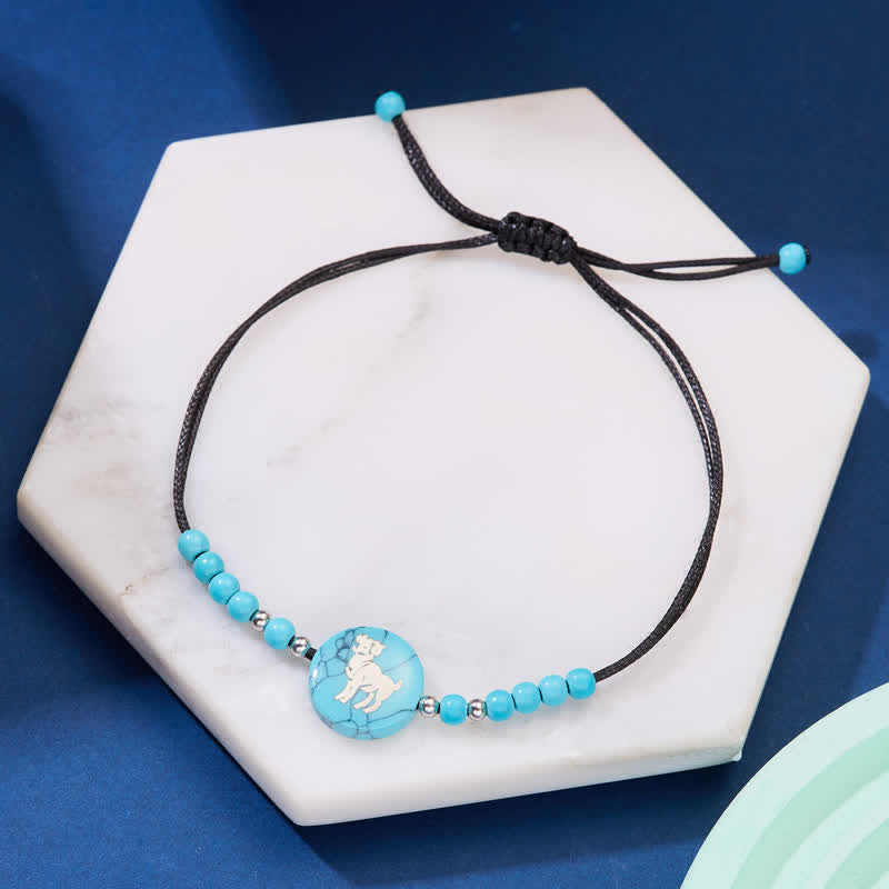 Olivenorma 12 Constellations Zodiac Pattern Turquoise Braided Bracelet - Aries - image 1
