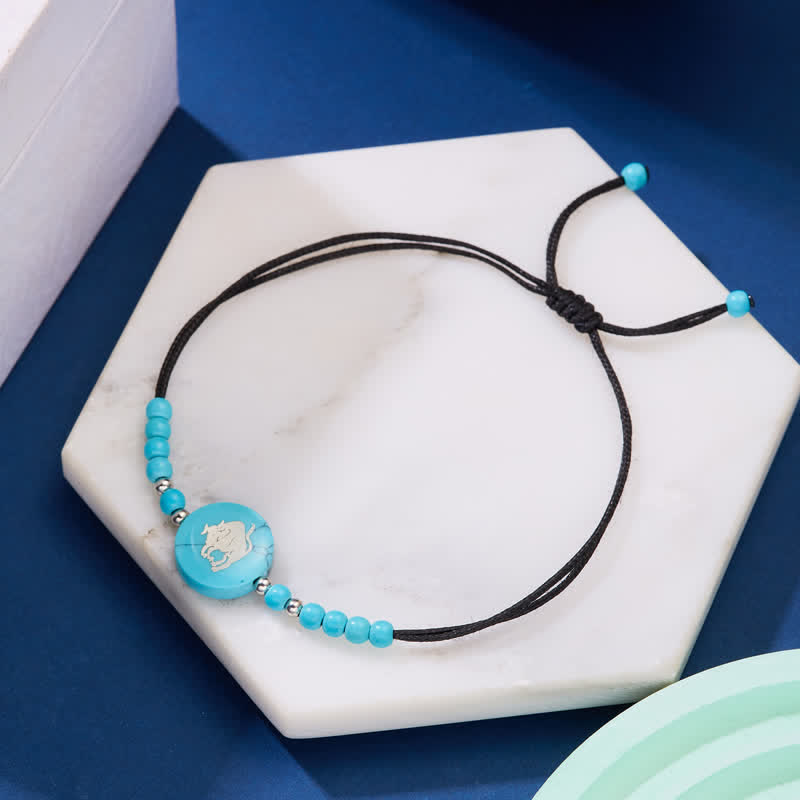 Olivenorma 12 Constellations Zodiac Pattern Turquoise Braided Bracelet - Taurus - image 3