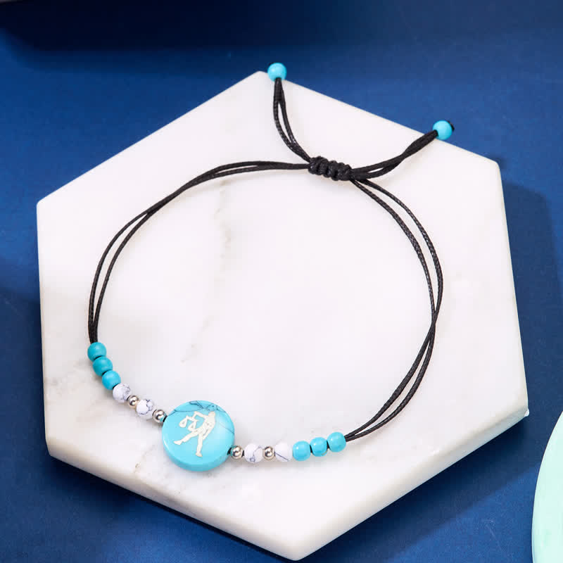 Olivenorma 12 Constellations Zodiac Pattern Turquoise Braided Bracelet - Libra - image 13