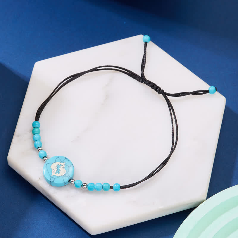Olivenorma 12 Constellations Zodiac Pattern Turquoise Braided Bracelet - Pisces - image 21