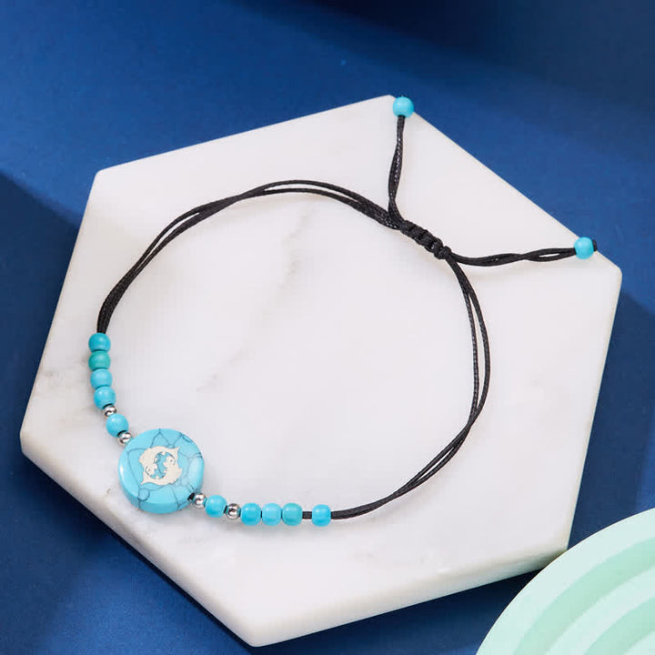 Olivenorma 12 Constellations Zodiac Pattern Turquoise Braided Bracelet - Pisces - image 21