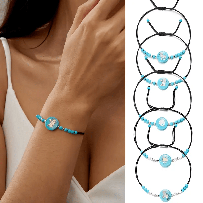 Olivenorma 12 Constellations Zodiac Pattern Turquoise Braided Bracelet - image 23