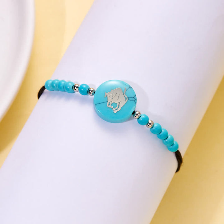 Olivenorma 12 Constellations Zodiac Pattern Turquoise Braided Bracelet - image 4