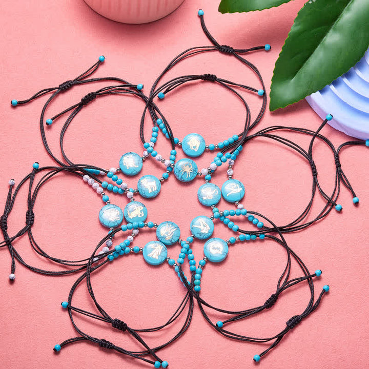 Olivenorma 12 Constellations Zodiac Pattern Turquoise Braided Bracelet - image 26