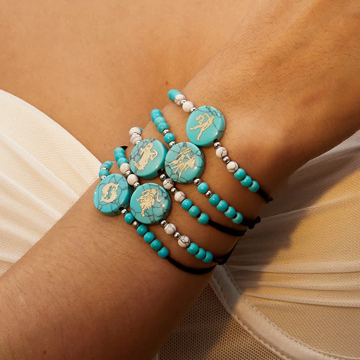 Olivenorma 12 Constellations Zodiac Pattern Turquoise Braided Bracelet - image 0