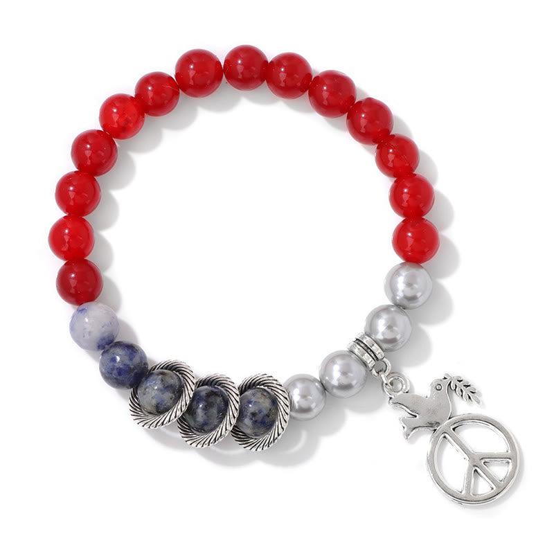 Olivenorma "Embrace Peace" - Peace Dove Crystal Bracelet - Red Agate & Sodalite - image 1
