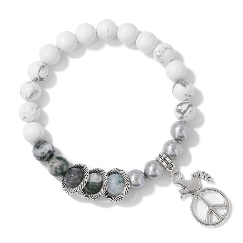 Olivenorma "Embrace Peace" - Peace Dove Crystal Bracelet - Howlite & Moss Agate - image 11