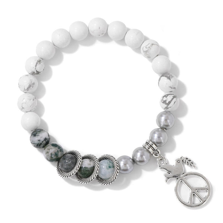 Olivenorma "Embrace Peace" - Peace Dove Crystal Bracelet - Howlite & Moss Agate - image 11