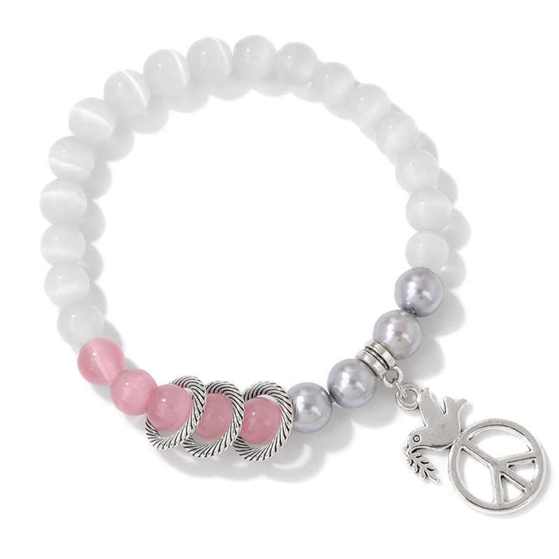 Olivenorma "Embrace Peace" - Peace Dove Crystal Bracelet - Cat's Eye Stone - image 14