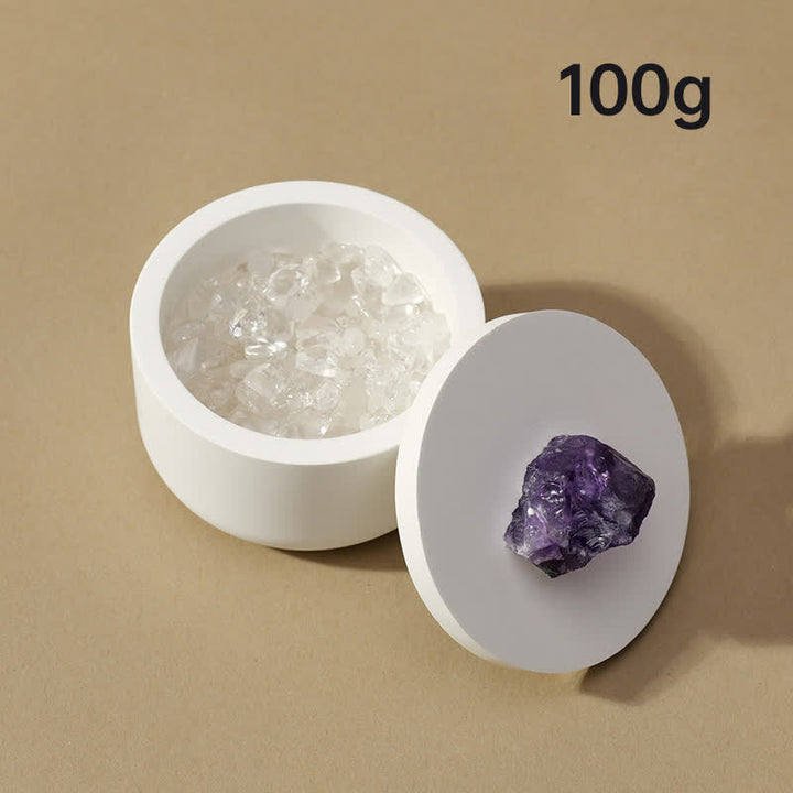 Olivenorma Gravel Gypsum Demagnetizing Crystal Bowl - 100g (Amethyst Lid Demagnetizing Bowl+High-quality Clear Crystal Gravel) - image 2