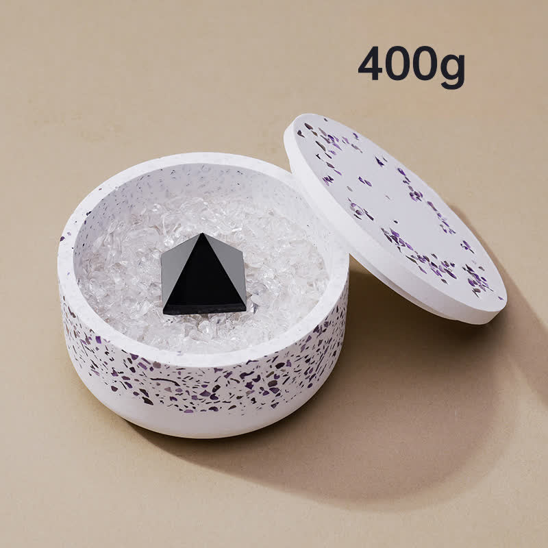 Olivenorma Gravel Gypsum Demagnetizing Crystal Bowl - 400g (Amethyst Demagnetizing Bowl+Obsidian Pyramid) - image 14