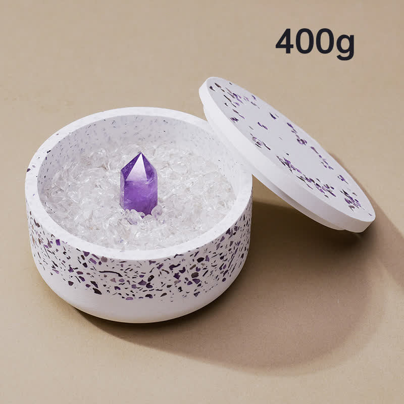 Olivenorma Gravel Gypsum Demagnetizing Crystal Bowl - 400g (Amethyst Demagnetizing Bowl+Amethyst) - image 8