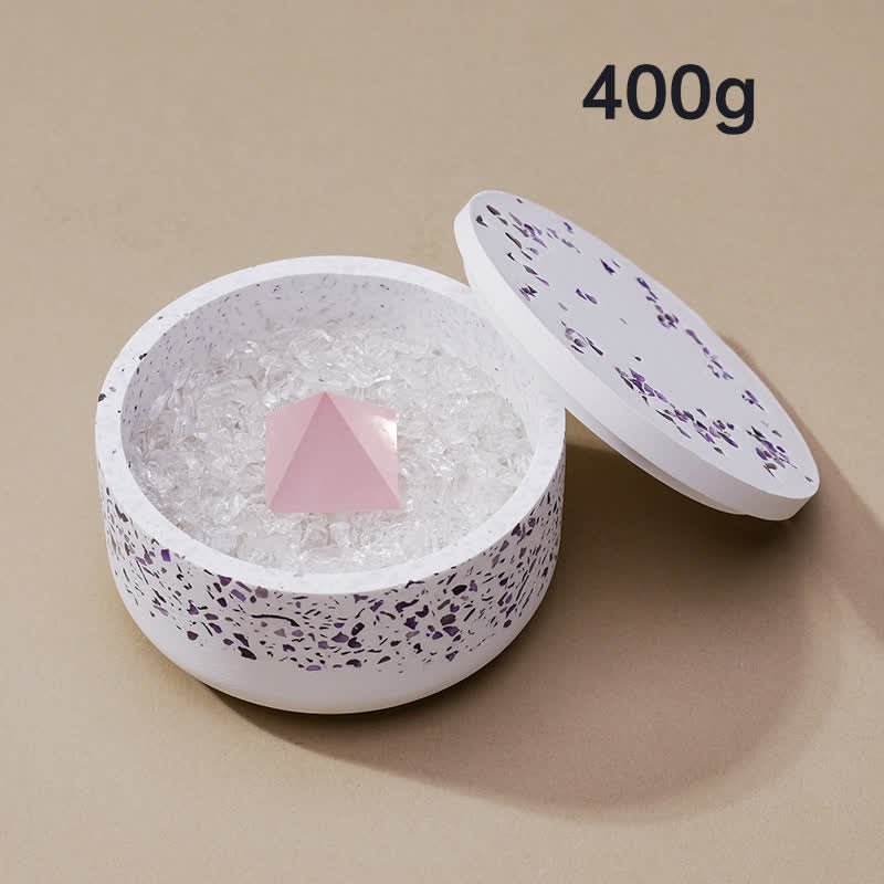 Olivenorma Gravel Gypsum Demagnetizing Crystal Bowl - 400g (Amethyst Demagnetizing Bowl+Rose Quartz Pyramid) - image 13