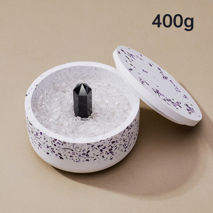 Olivenorma Gravel Gypsum Demagnetizing Crystal Bowl - 400g (Amethyst Demagnetizing Bowl+Obsidian) - image 9