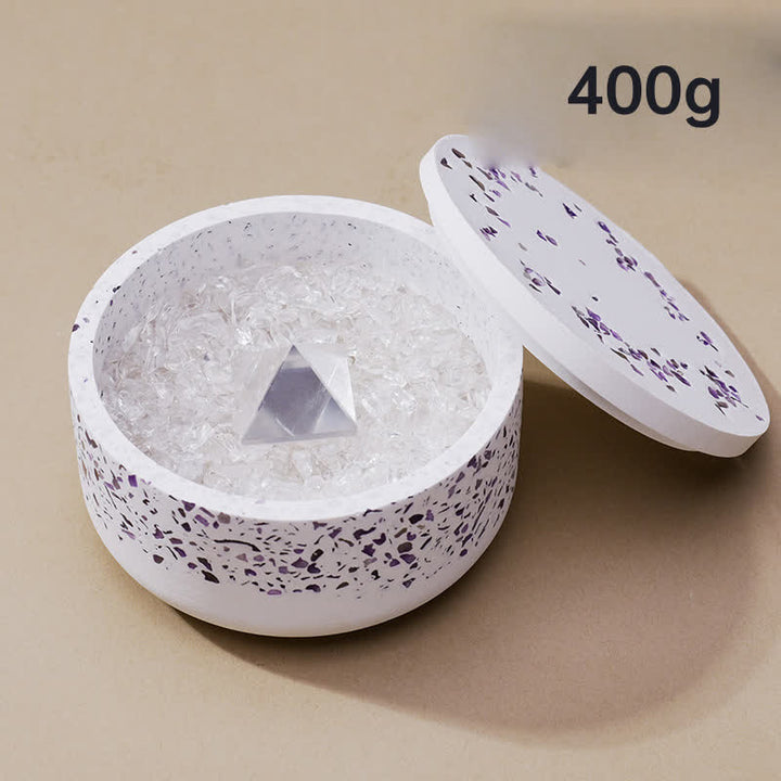 Olivenorma Gravel Gypsum Demagnetizing Crystal Bowl - 400g (Amethyst Demagnetizing Bowl+Clear Crystal Pyramid) - image 15