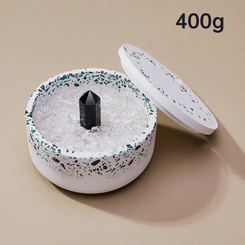 Olivenorma Gravel Gypsum Demagnetizing Crystal Bowl - 400g (Malachite Demagnetizing Bowl+Obsidian) - image 17