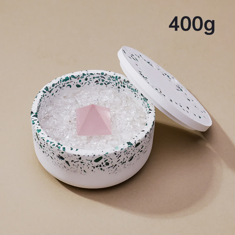 Olivenorma Gravel Gypsum Demagnetizing Crystal Bowl - 400g (Malachite Demagnetizing Bowl+Rose Quartz Pyramid) - image 21