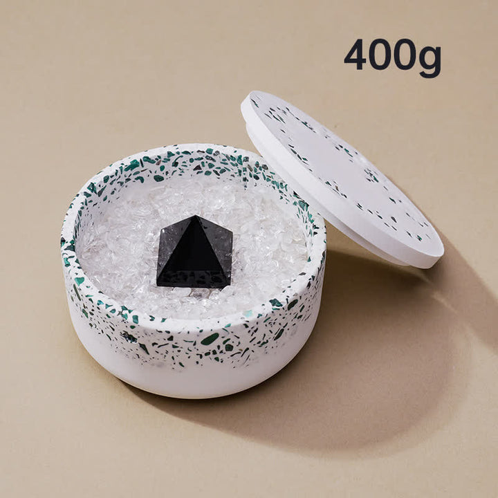 Olivenorma Gravel Gypsum Demagnetizing Crystal Bowl - 400g (Malachite Demagnetizing Bowl+Obsidian Pyramid) - image 22