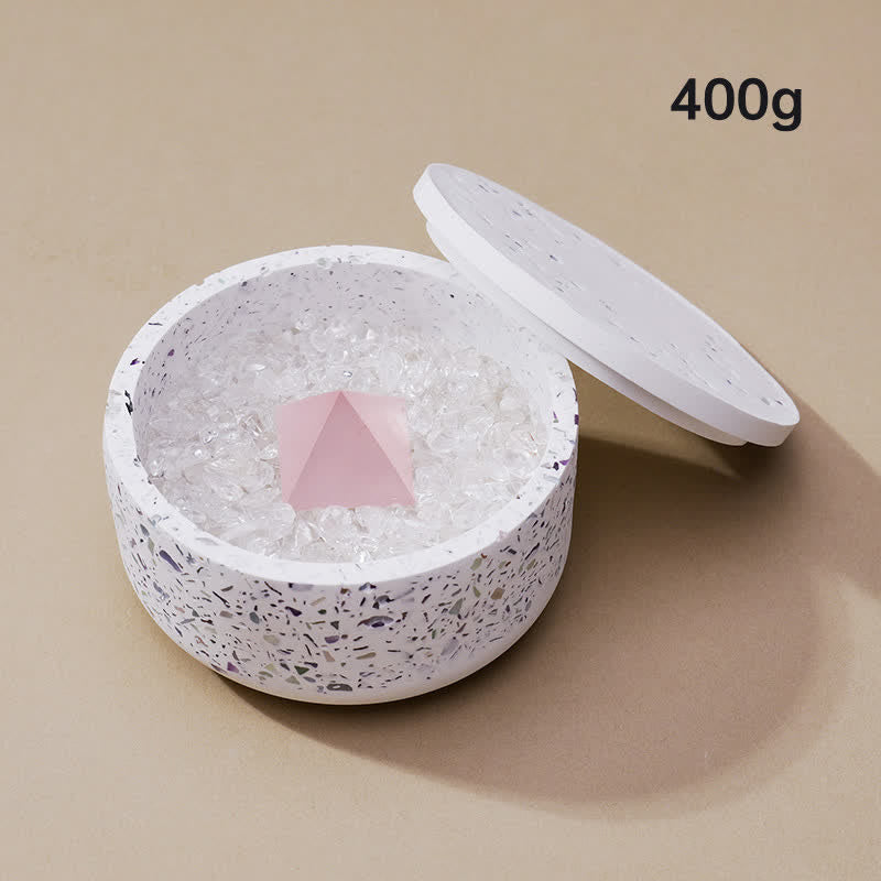 Olivenorma Gravel Gypsum Demagnetizing Crystal Bowl - 400g (Mixed Crystal Gravel Demagnetizing Bowl+Rose Quartz Pyramid) - image 29