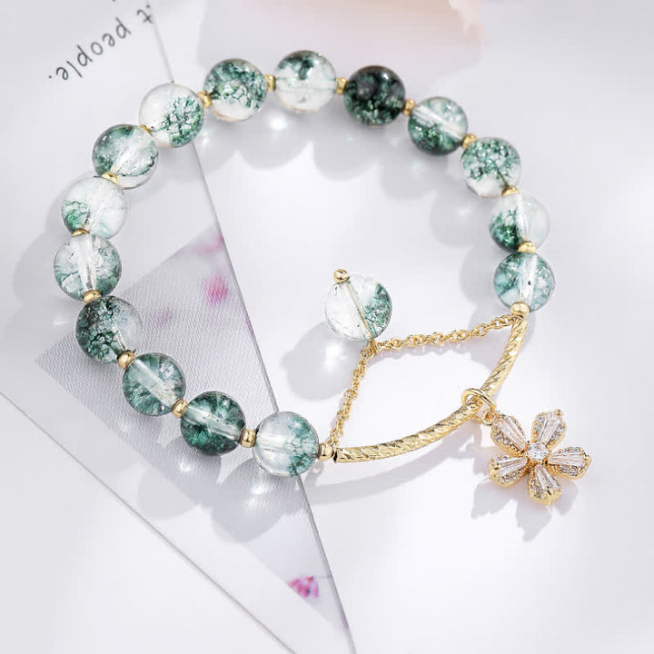 Olivenorma Green Phantom Quartz Beaded Sakura Pendant Bracelet - image 3