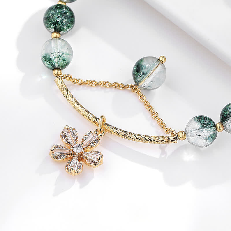 Olivenorma Green Phantom Quartz Beaded Sakura Pendant Bracelet - image 5