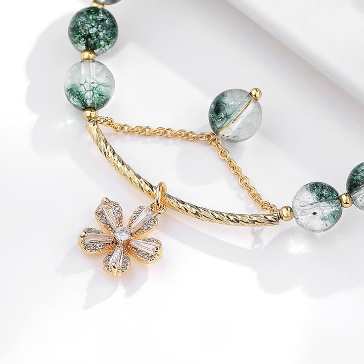 Olivenorma Green Phantom Quartz Beaded Sakura Pendant Bracelet - image 5