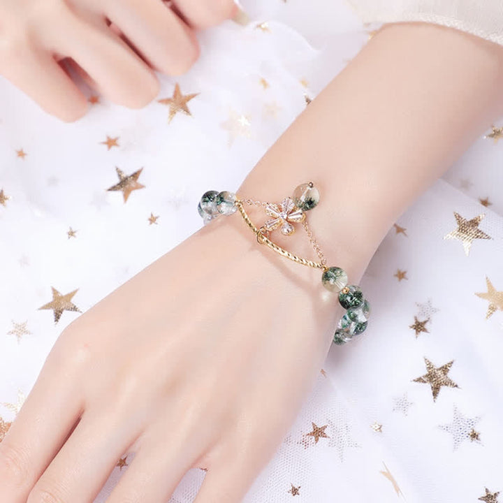 Olivenorma Green Phantom Quartz Beaded Sakura Pendant Bracelet - image 2