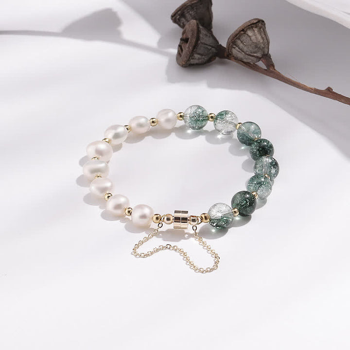 Olivenorma Green Phantom Quartz Freshwater Pearl Beaded Bracelet - image 3