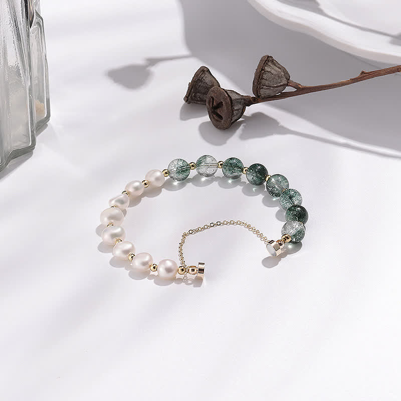 Olivenorma Green Phantom Quartz Freshwater Pearl Beaded Bracelet - image 5