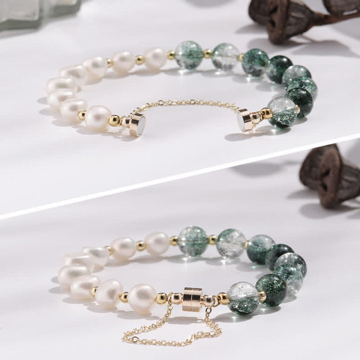 Olivenorma Green Phantom Quartz Freshwater Pearl Beaded Bracelet - image 8