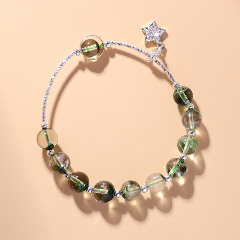 Olivenorma Green Phantom Quartz Beaded Star Pendant Bracelet - Green Phantom Quartz - image 0