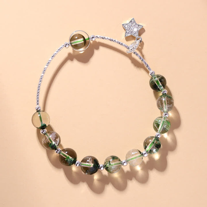 Olivenorma Green Phantom Quartz Beaded Star Pendant Bracelet - Green Phantom Quartz - image 0