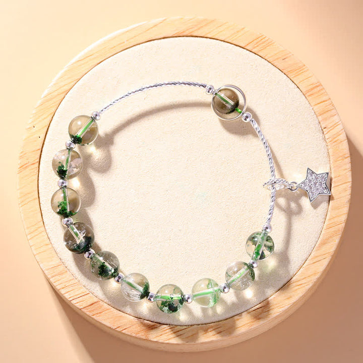 Olivenorma Green Phantom Quartz Beaded Star Pendant Bracelet - image 1