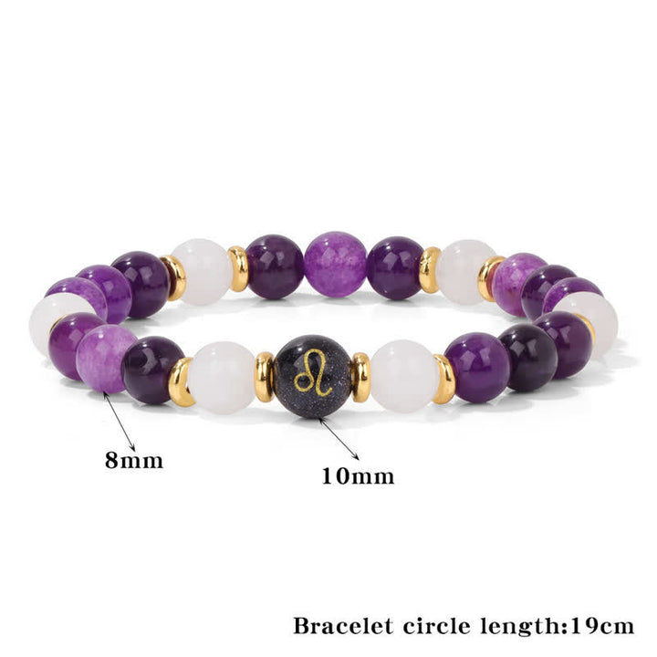 Olivenorma Amethyst Clear Crystal Blue Sandstone Beaded Zodiac Bracelet - image 14
