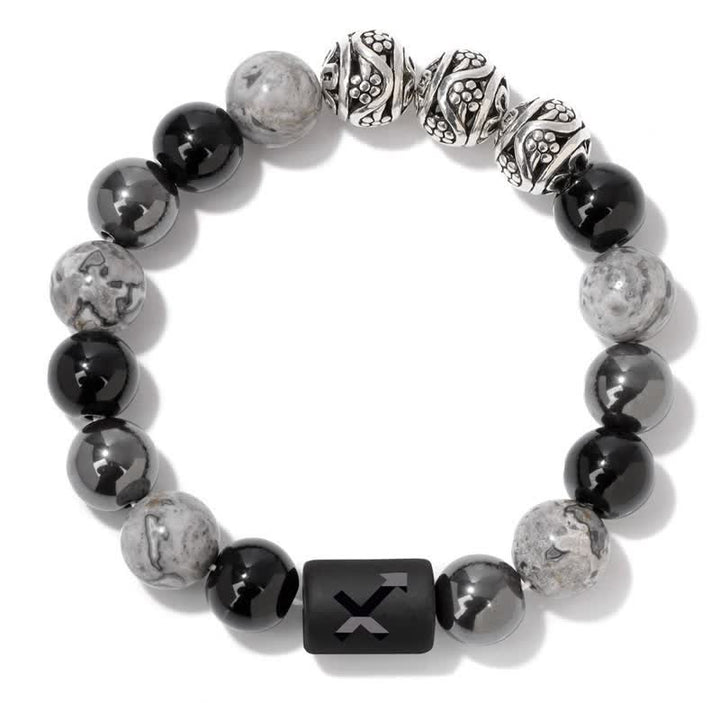 Olivenorma Obsidian Grey Jasper Hematite Beaded Zodiac Bracelet - Sagittarius - image 10
