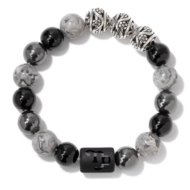 Olivenorma Obsidian Grey Jasper Hematite Beaded Zodiac Bracelet - Capricorn - image 11