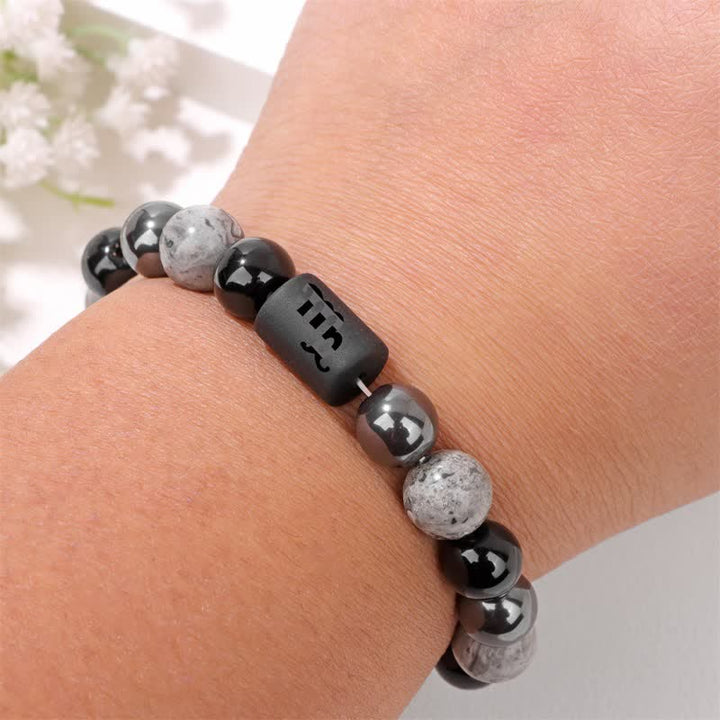 Olivenorma Obsidian Grey Jasper Hematite Beaded Zodiac Bracelet - image 2