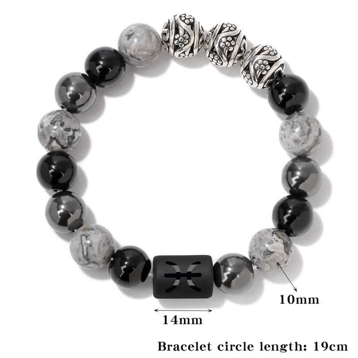 Olivenorma Obsidian Grey Jasper Hematite Beaded Zodiac Bracelet - image 17