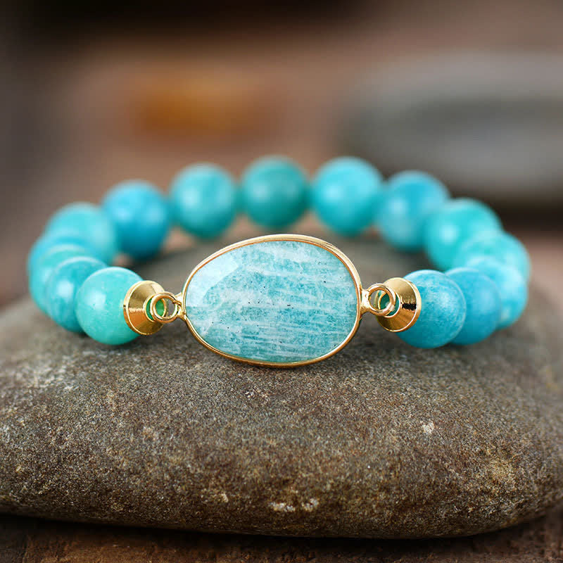 Olivenorma Natural 10mm Amazonite Beaded Bracelet - Amazonite - image 0