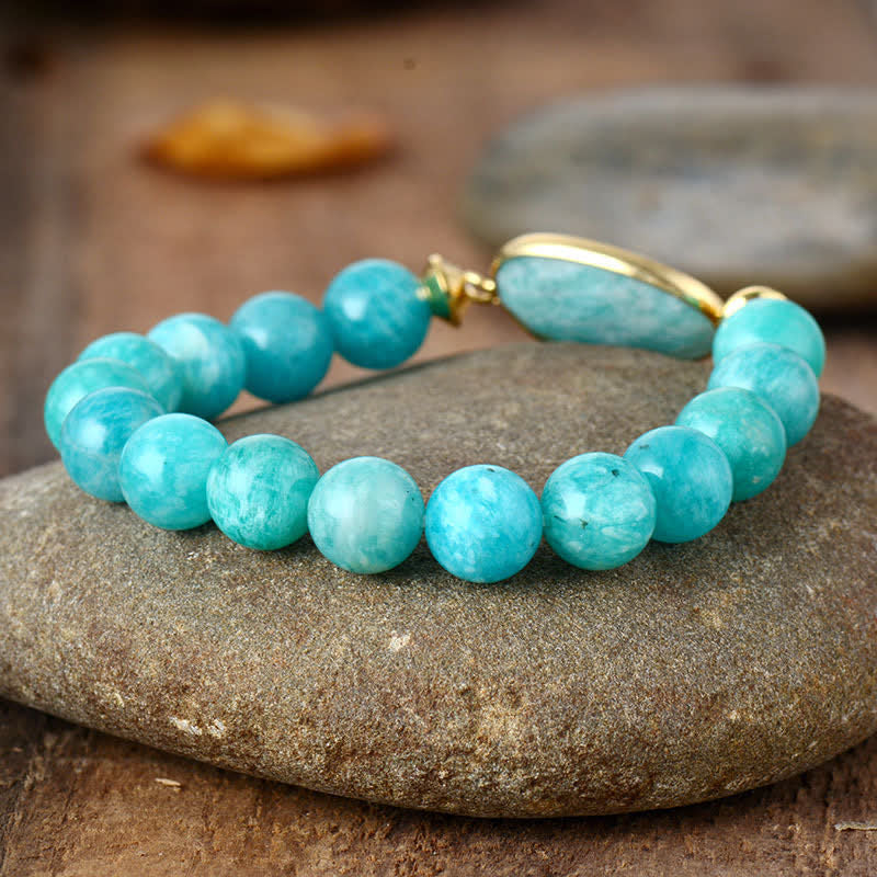 Olivenorma Natural 10mm Amazonite Beaded Bracelet - image 1