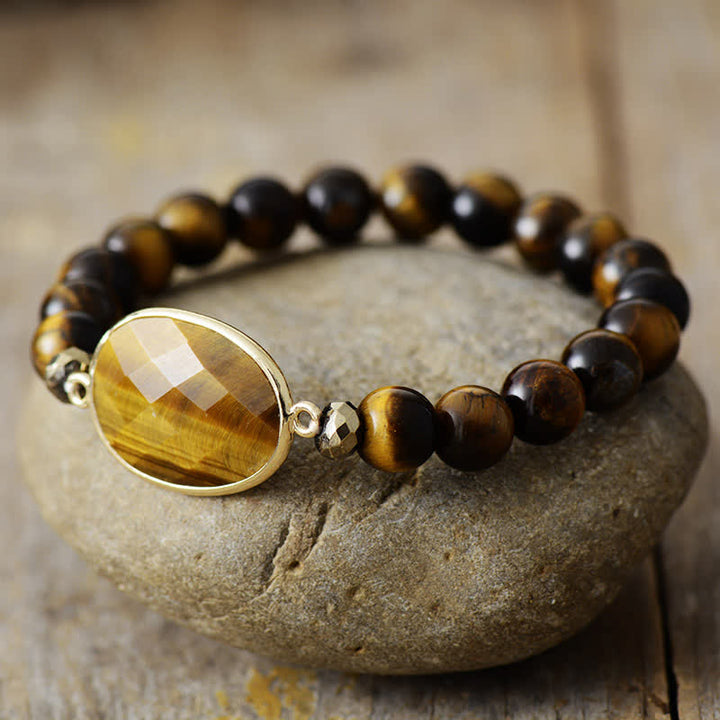 Olivenorma Natural Rhodochrosite Tiger Eye Beaded Bracelet - Tiger Eye - image 3