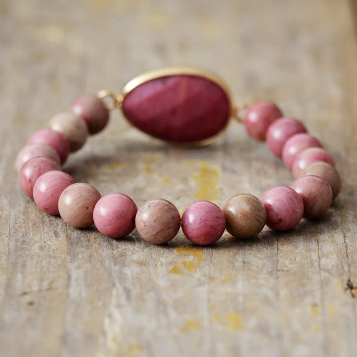 Olivenorma Natural Rhodochrosite Tiger Eye Beaded Bracelet - image 1