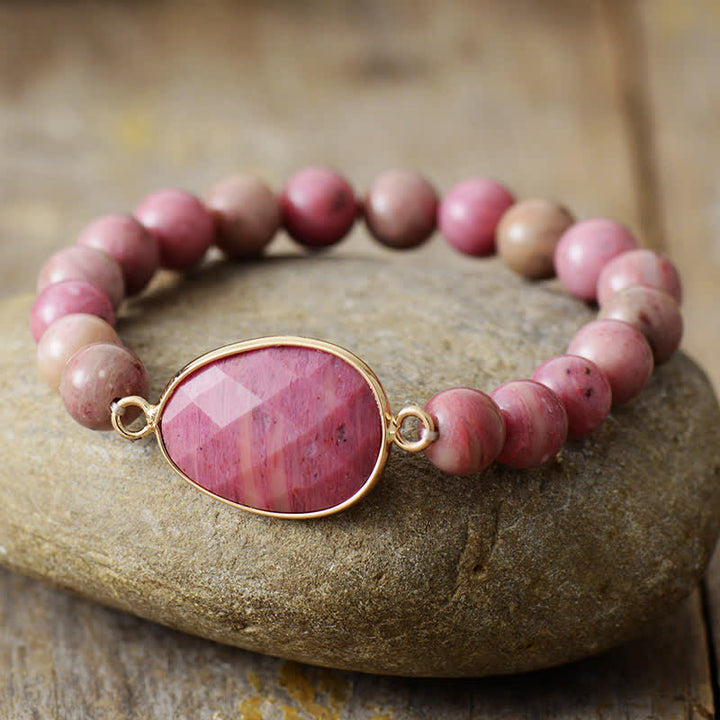 Olivenorma Natural Rhodochrosite Tiger Eye Beaded Bracelet - Rhodochrosite - image 0