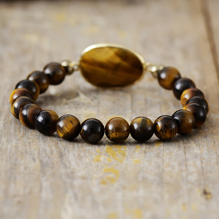Olivenorma Natural Rhodochrosite Tiger Eye Beaded Bracelet - image 5