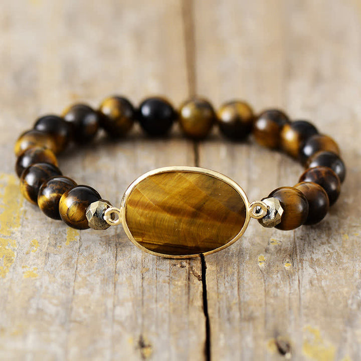 Olivenorma Natural Rhodochrosite Tiger Eye Beaded Bracelet - image 4